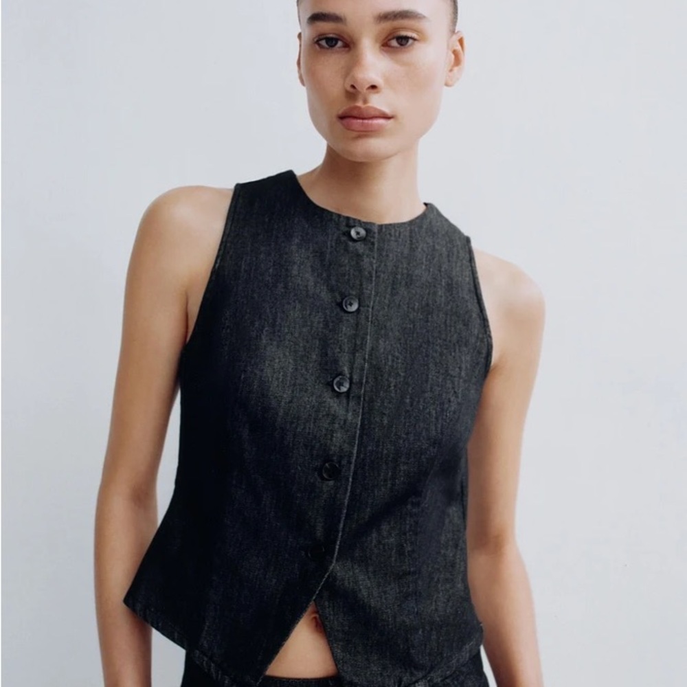 Zara denim grey vest - medium